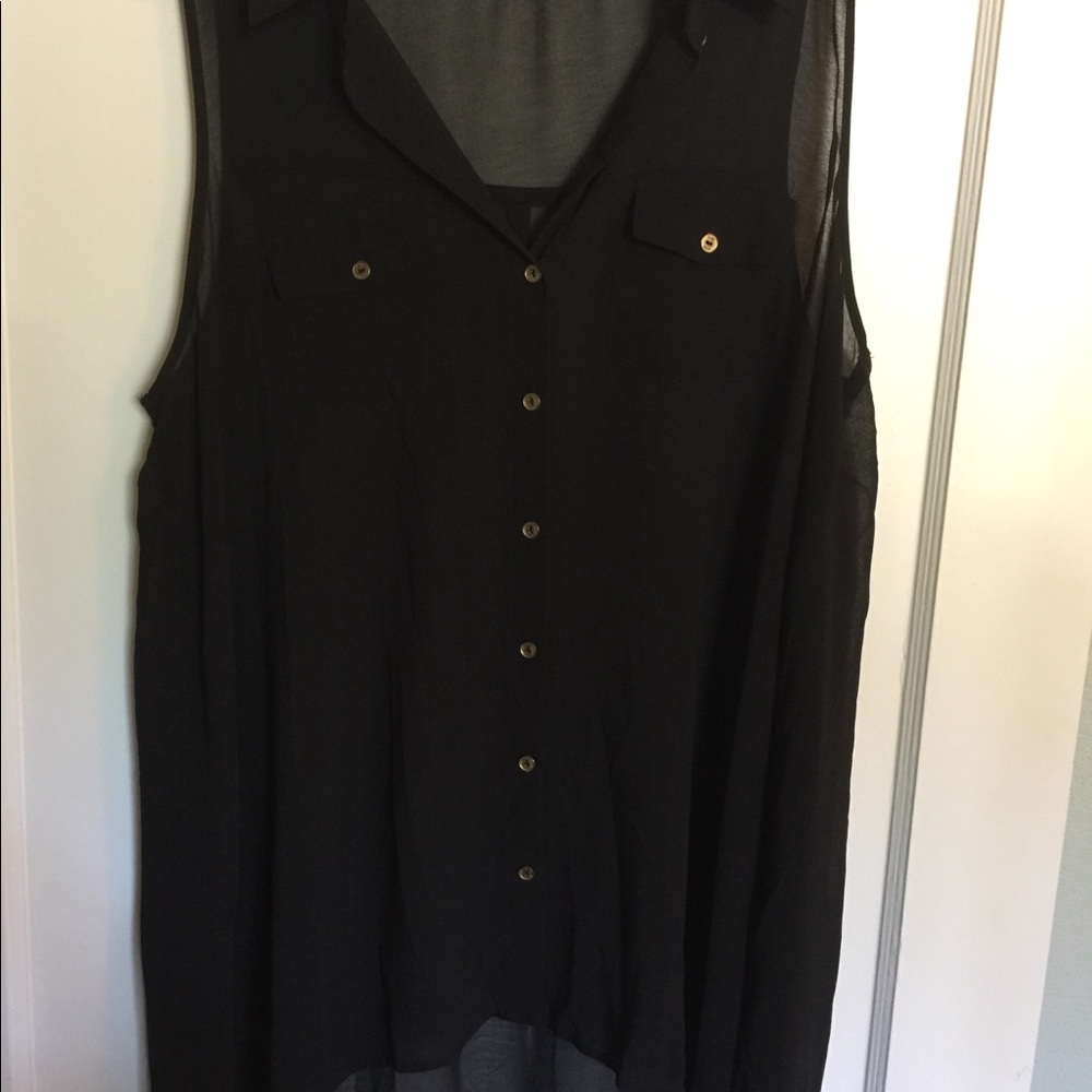 BCBG sheer flowy tank top